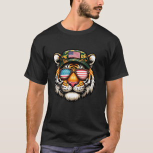 4th July Tiger USA Flag Dad Father America Men Boy T-Shirt