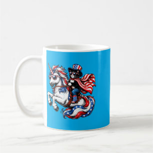 4th July Tuxedo Cat Ride Unicorn Aamerican Flag Coffee Mug