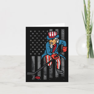 4th July Uncle Sam Ice Hockey Flag Aamerica Men Card