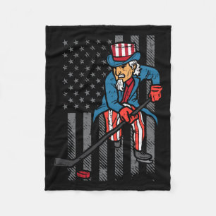4th July Uncle Sam Ice Hockey Flag Aamerica Men Fleece Blanket