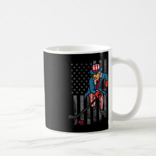4th July Uncle Sam Ice Hockey US Flag America Men Coffee Mug