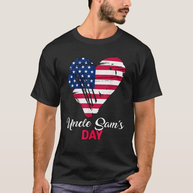 4th July Uncle Sam s Day America Patriot Heart USA T-Shirt (Front)