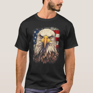 4th July US Flag Bald Eagle Proud American Men Wom T-Shirt
