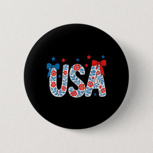 4th July USA Flower Independence Day Patriotic 4th 6 Cm Round Badge