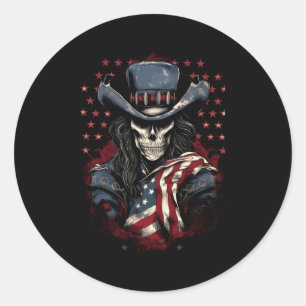 4Th July Y'Allternative Usa Flag Western Skull Classic Round Sticker