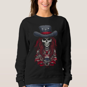 4th July Y'allternative USA Flag Western Skull Wom Sweatshirt