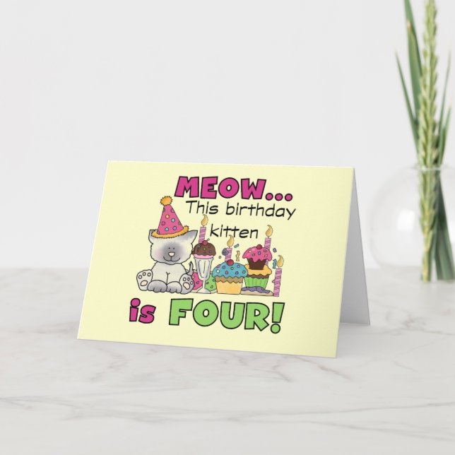 4th Kitten Birthday T-shirts and Gifts Card (Front)