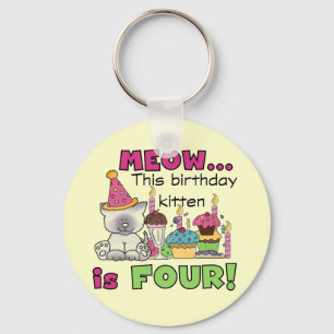 4th Kitten Birthday T-shirts and Gifts Key Ring