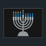 4th Night of Hanukkah Glitter Postcard<br><div class="desc">Hanukkah 2022 will begin in the evening of Sunday 18 December and ends in the evening of Monday 26 December</div>
