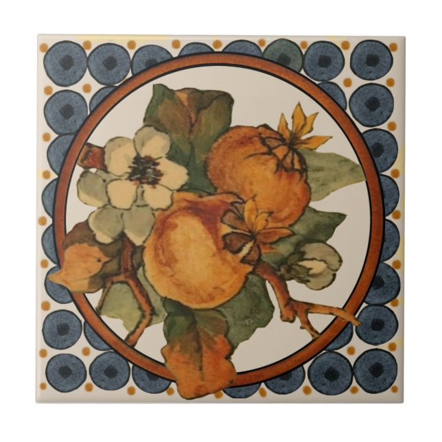 4th  of 5 Repro 1890s Doulton Lambeth Hand painted Ceramic Tile (Front)