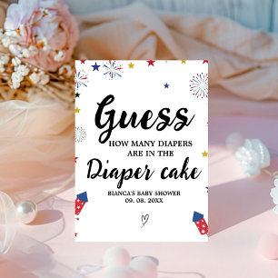 4th of  Diaper cake guessing Baby Shower Game sign