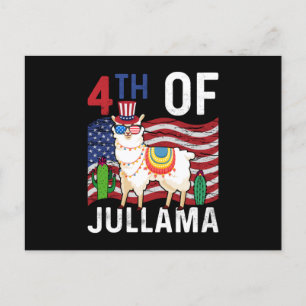 4Th Of Jullama LLama Patriotic US Flag 4th Of July Postcard