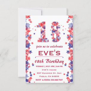 4th Of Jully 18th Birthday Party Invitation