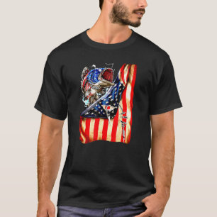 4th Of July0fishing Fish-American Flag On Back 98 T-Shirt