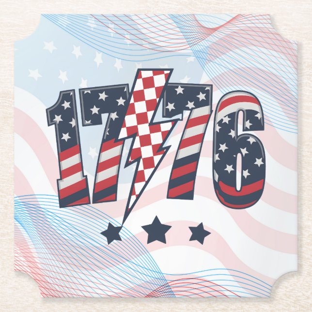 4th of July 1776-63751 Paper Coaster (Front)