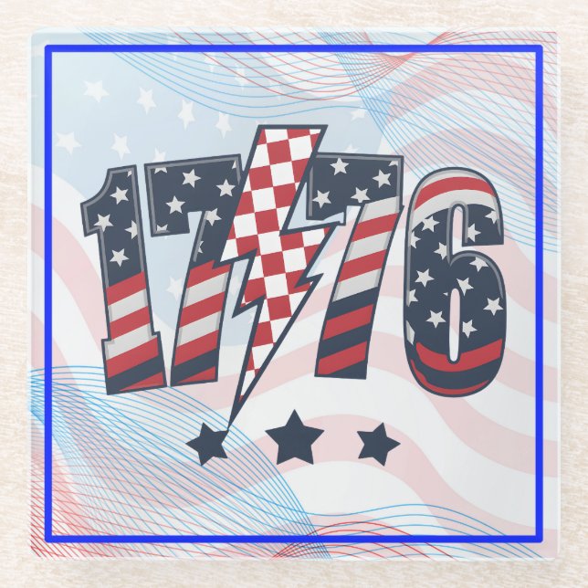4th of July 1776 Glass Coaster (Front)