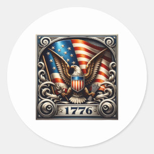 4th of July 1776 Independence Day Classic Round Sticker