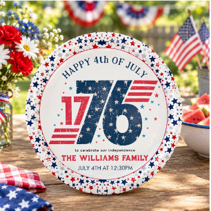 4th of July 1776 Independence Day Party Paper Plate