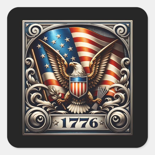 4th of July 1776 Independence Day Square Sticker (Front)