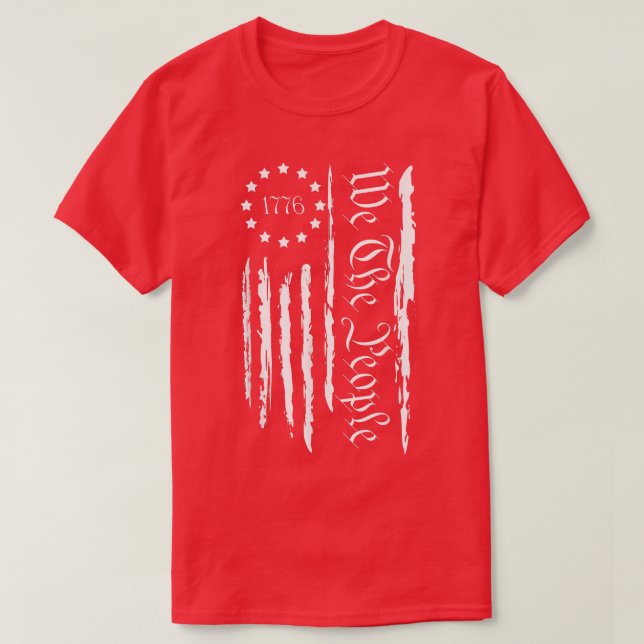 4th of July 1776 Patriotic men women USA Flag  T-Shirt (Design Front)