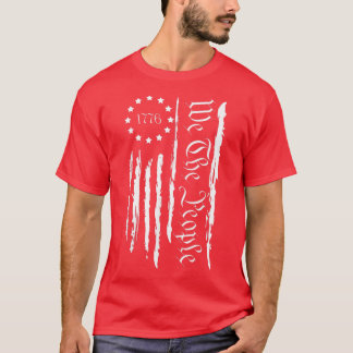 4th of July 1776 Patriotic men women USA Flag  T-Shirt