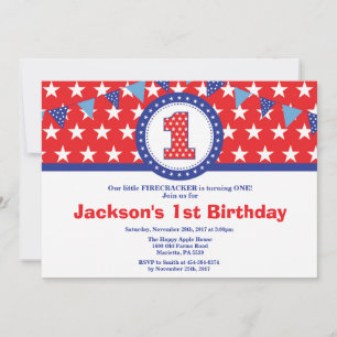 4th of July 1st First Birthday Invitation
