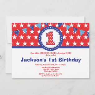 4th of July 1st First Birthday Invitation