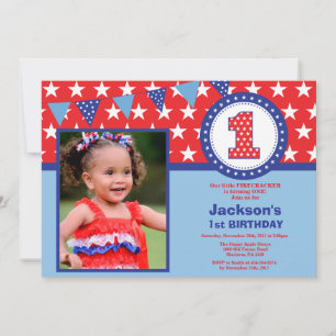 4th of July 1st First Birthday Invitation