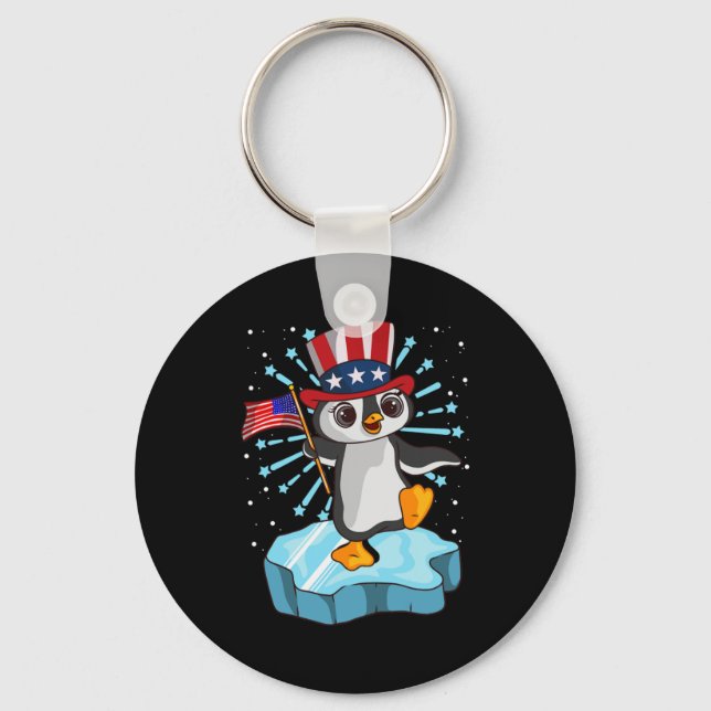 4th Of July 2021 Penguin Key Ring (Front)