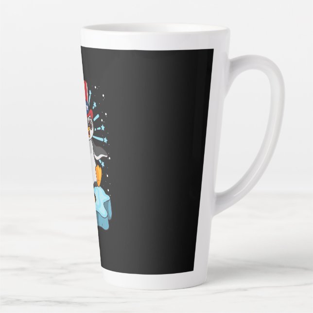 4th Of July 2021 Penguin Latte Mug (Right)