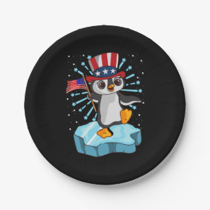 4th Of July 2021 Penguin Paper Plate