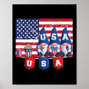 4th Of July 2023 Patriotic Gnomes Funny American U Poster