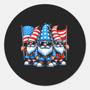 4th Of July 2024 Patriotic Gnomes Funny American U Classic Round Sticker