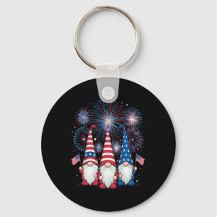 4th Of July 2024 Patriotic Gnomes Funny American U Key Ring