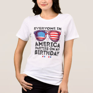 4th Of July 2025 Everyone In America Parties On My Tri-Blend Shirt