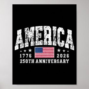 4th of july 250th anniversary america flag usa est poster