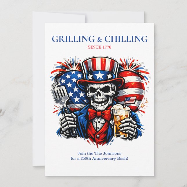 4th of July 250th Anniversary BBQ Party Invitation (Front)