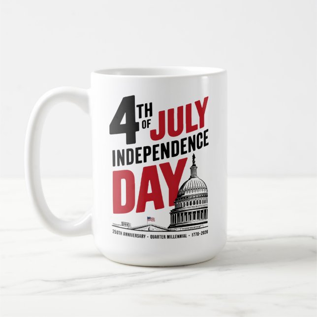 4th of July 250th Anniversary Independence Day Coffee Mug (Left)