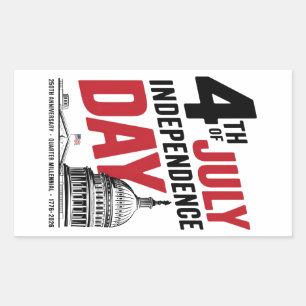 4th of July 250th Anniversary Independence Day Rectangular Sticker