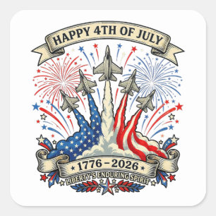 4th of July 250th Anniversary Patriotic Jets  Square Sticker