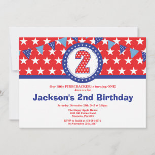 4th of July 2nd Second Birthday Invitation
