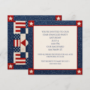 4th of July 4th Star Spangled Quilt Invitation