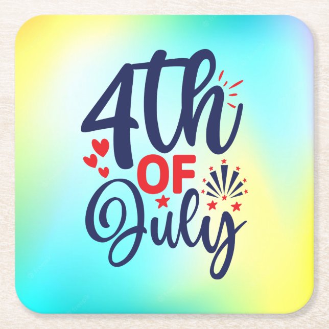 4th of July-68826 Square Paper Coaster (Front)