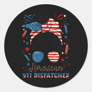 4th Of July 911 Dispatcher American Flag 911 Opera Classic Round Sticker