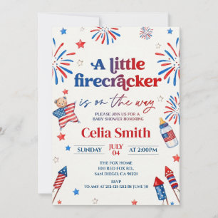 4th of July  a little Firecracker Baby Shower  Invitation