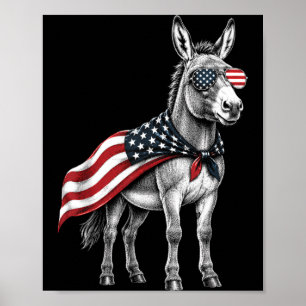 4th Of July Aamerican Flag Patriotic Farm Animal Poster