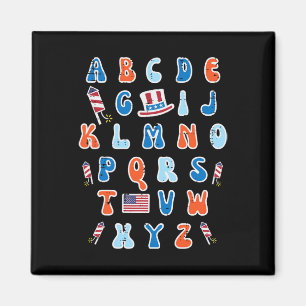 4th Of July Abc Alphabet Patriotic Preschool Teach Magnet