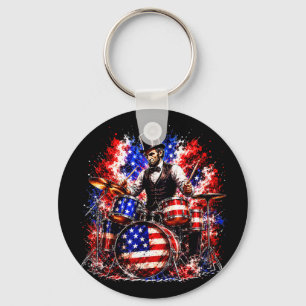 4th of july abraham lincoln playing drumm drummers key ring