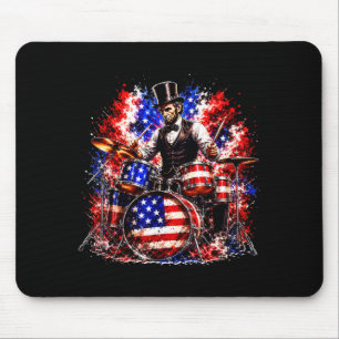 4th of july abraham lincoln playing drumm drummers mouse pad