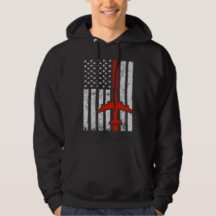 4th of July Aeroplane Pilot American Flag Proud Av Hoodie